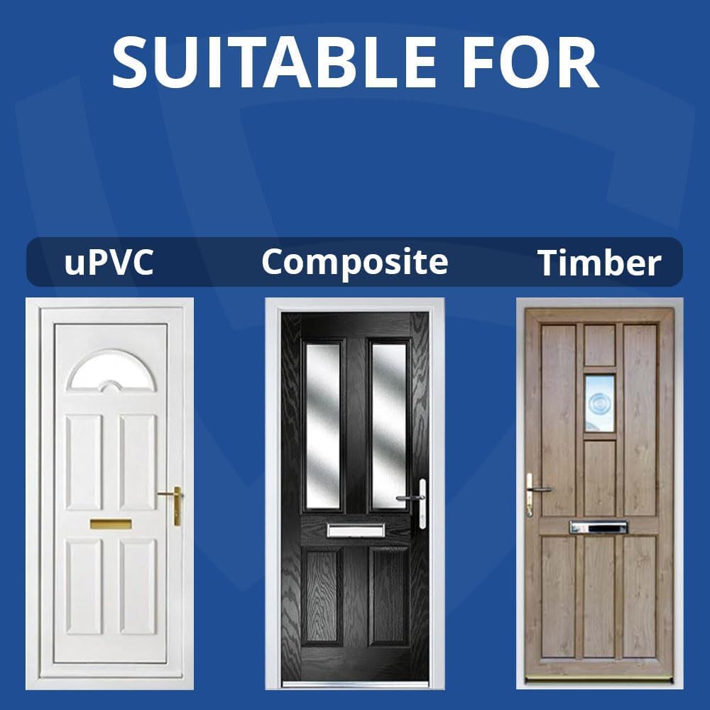 uPVC Door Handles Pair for PVC & Composite Doors, 92mm PZ Sprung, Chrome Finish, 210mm Fixing Centres - Image 4