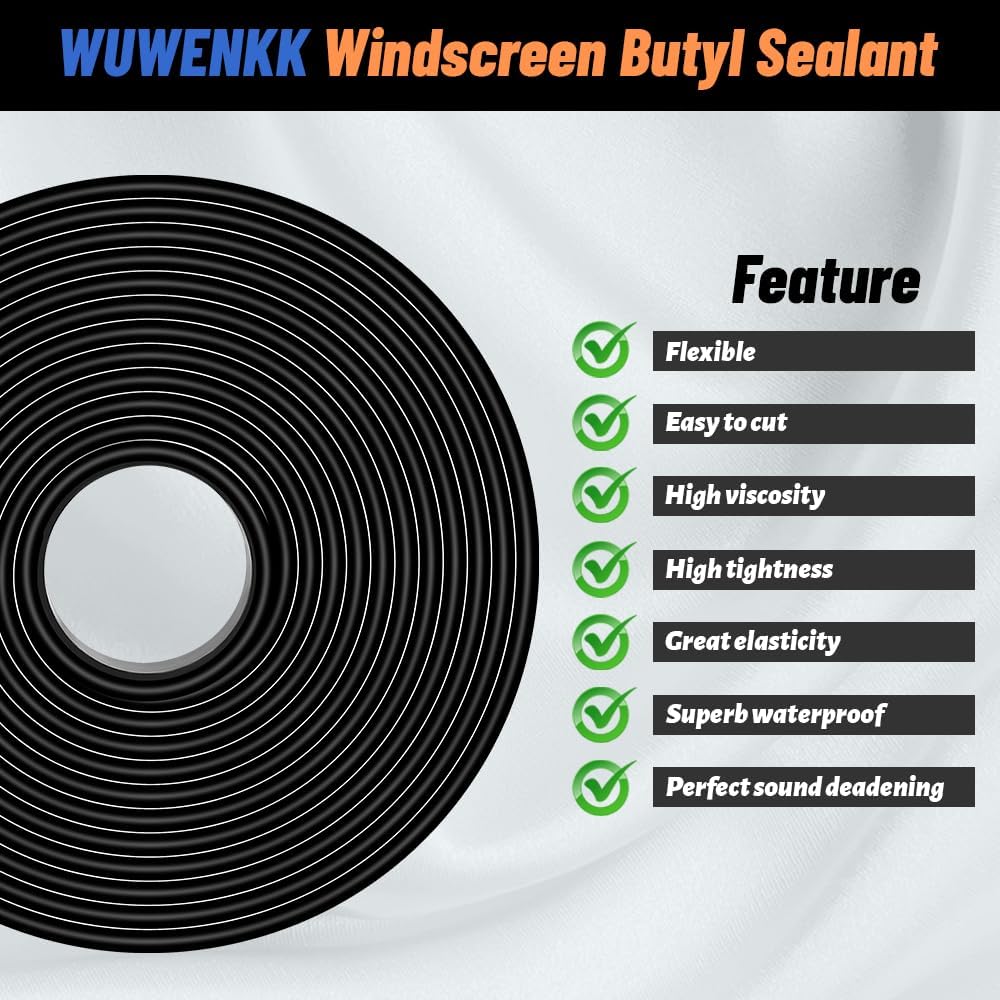 Pro Grade Butyl Sealant Tape 8mm x 13Ft(4m)/16.4Ft(5m) - Waterproof Automotive RV Boat Windshield Headlight Repair Tape, Permanent UV Resistant Adhesive for Car Door Roof Marine Sealing - Image 2