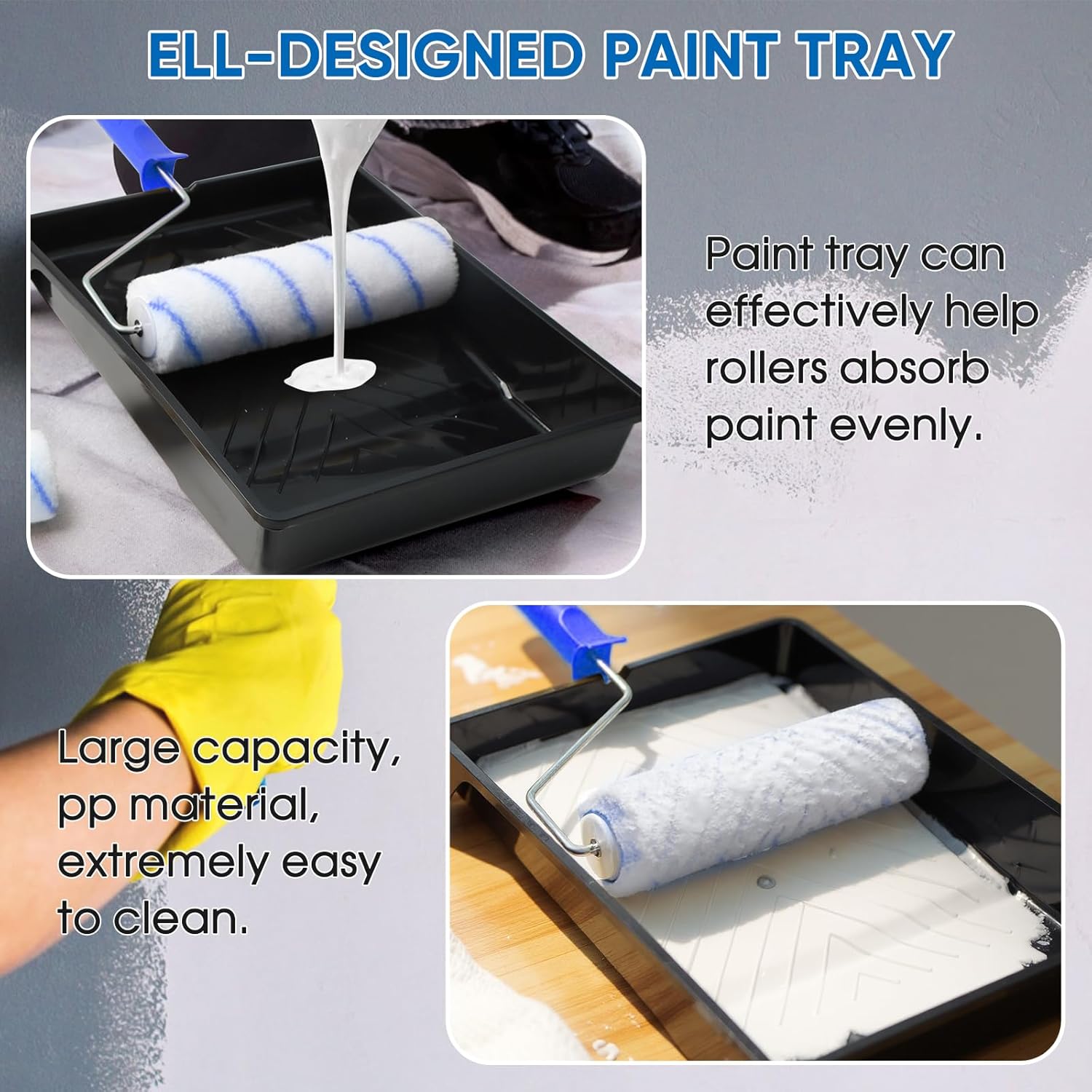 19PCS Paint Roller Kit, 9” & 4” Rollers, Extension Poles, Tray & Microfiber Covers for Walls, Ceilings & Trim - Image 3