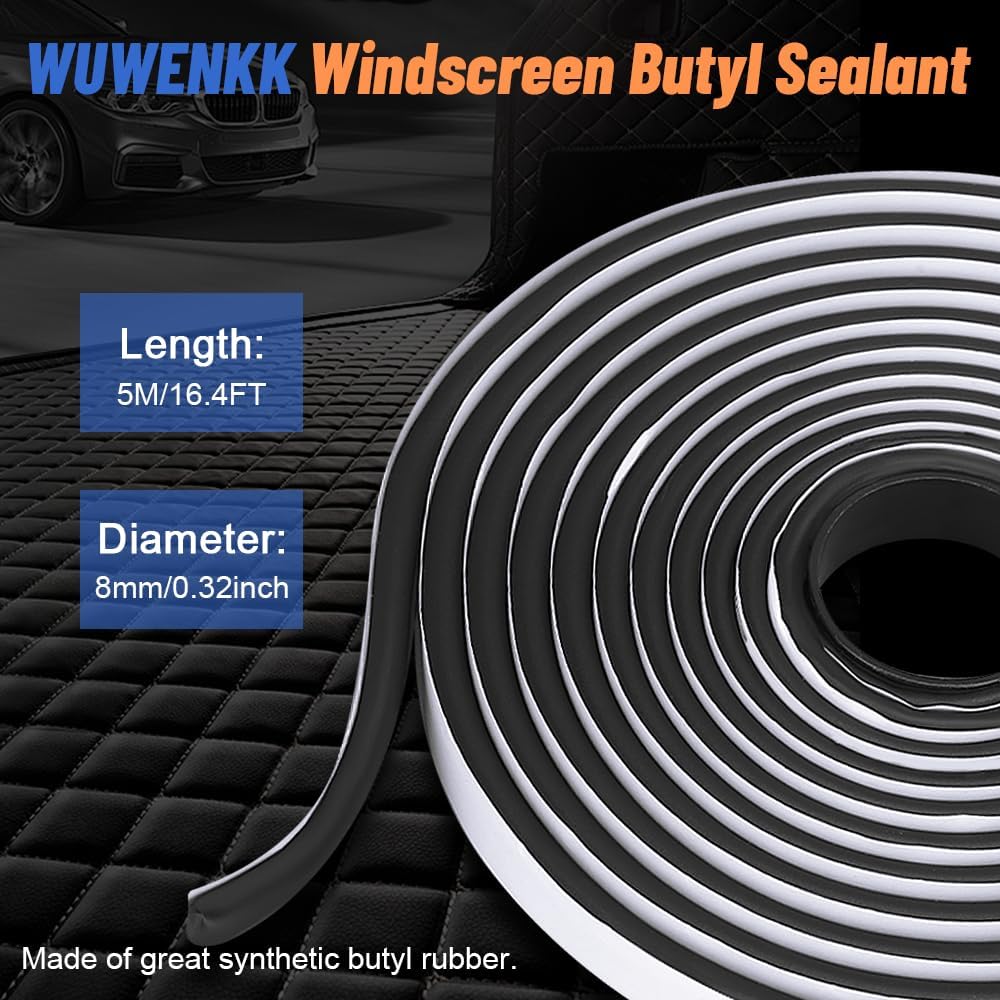 Pro Grade Butyl Sealant Tape 8mm x 13Ft(4m)/16.4Ft(5m) - Waterproof Automotive RV Boat Windshield Headlight Repair Tape, Permanent UV Resistant Adhesive for Car Door Roof Marine Sealing - Image 3