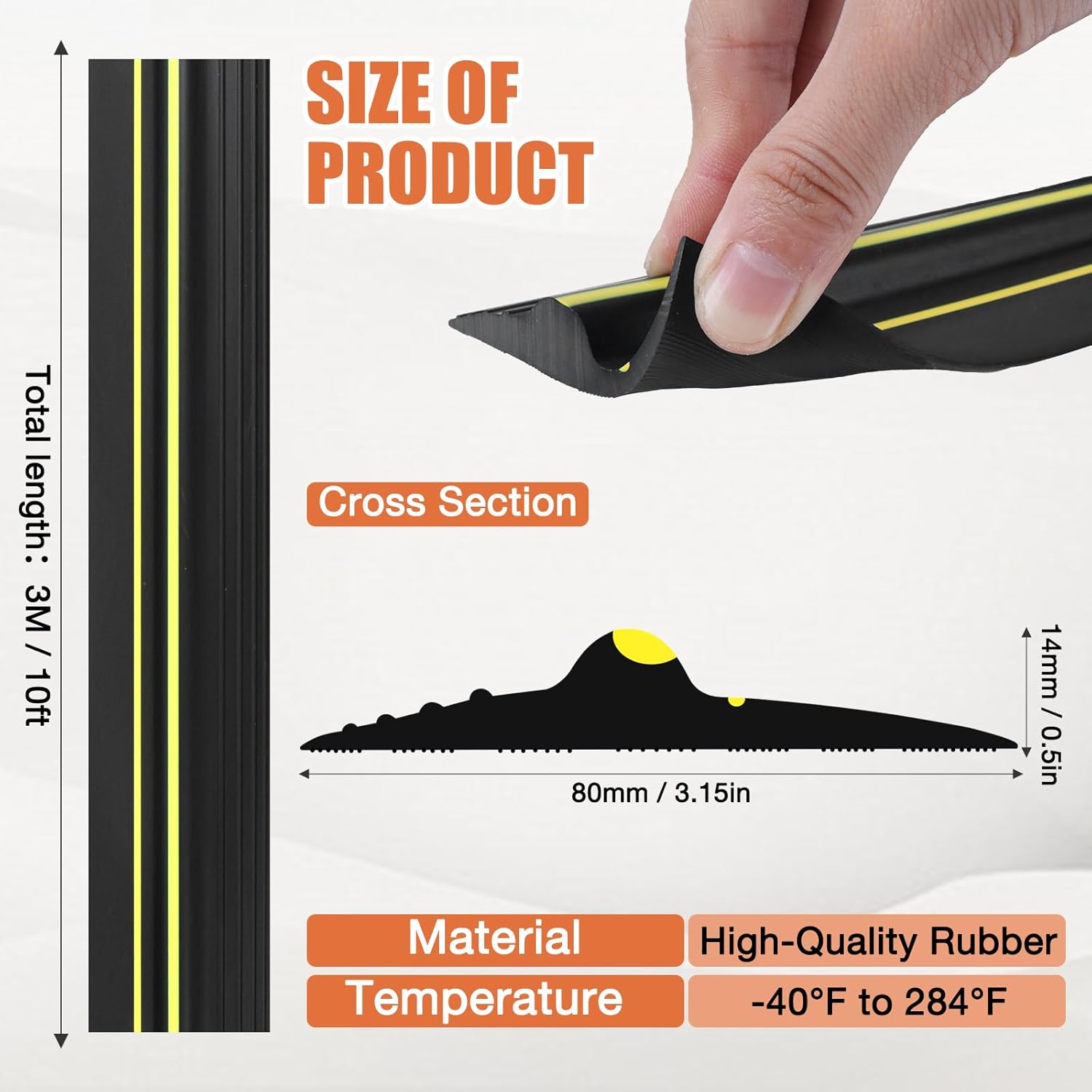 Garage Door Bottom Seal Strip, Universal Rubber Weather Stripping, Waterproof Excluder (80mm x 14mm, 3m Length) - Image 2
